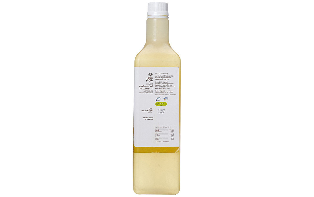 Pure & Sure Organic Sunflower Oil    Bottle  1 litre